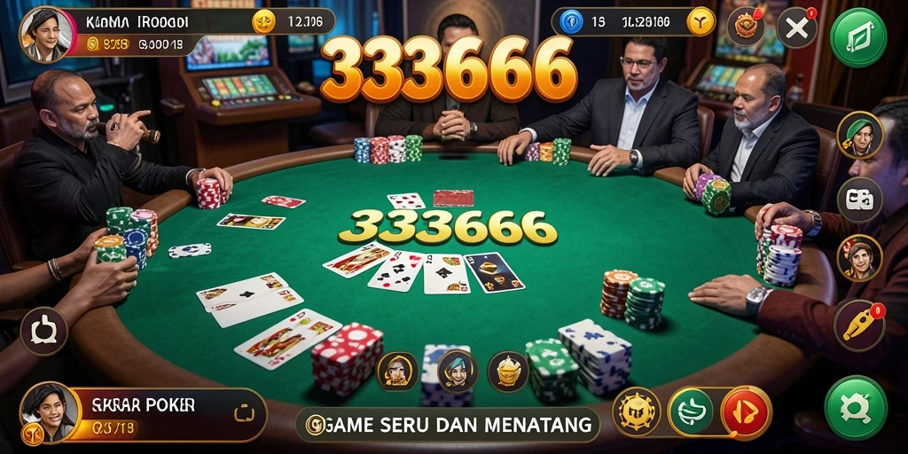 Gameplay seru Poker di 333666 dengan pemain dan kartu yang menantang.
