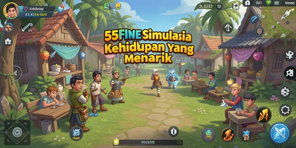 Tangkapan layar utama 55FIVE menampilkan gameplay simulasi yang menarik.