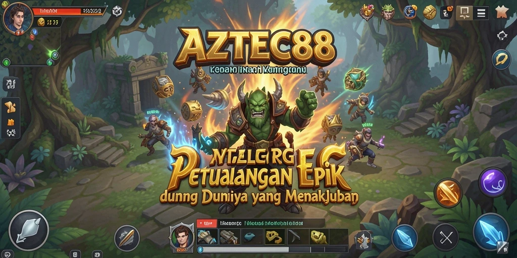 Tampilan gameplay AZTEC88 dengan aksi pertarungan yang epik di dunia RPG.
