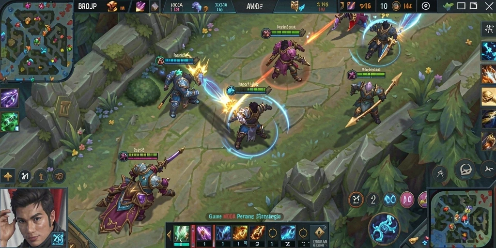 Tampilan seru gameplay BROJP dengan pertarungan tim strategis.