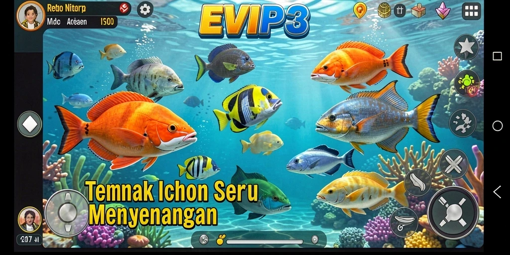 Tampilan gameplay seru game Tembak Ikan EVIP3.