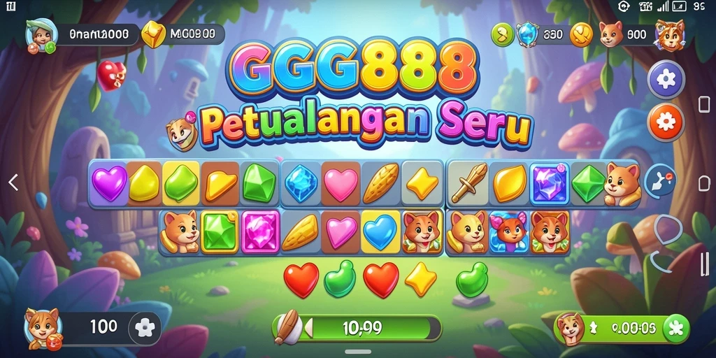 Tampilan gameplay GGG888 dengan level Match-3 yang menantang.