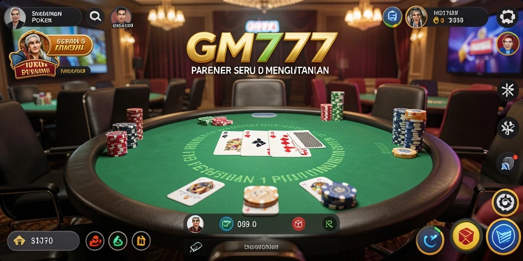 Screenshot menunjukkan gameplay seru di aplikasi Poker GM777.