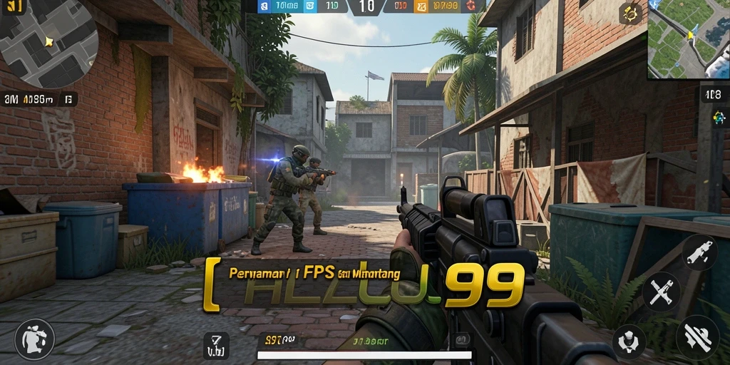 Screenshot gameplay HALO99 menampilkan aksi pertempuran yang mendebarkan.