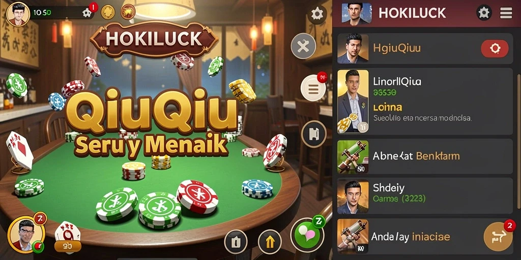 Tampilan gameplay HOKILUCK yang menegangkan saat bermain QiuQiu.