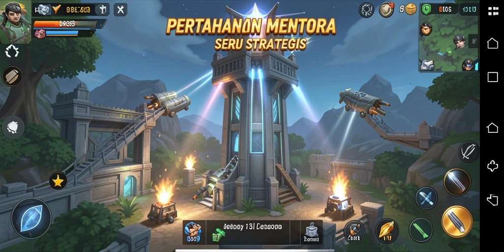 Tampilan seru dari gameplay Tower Defense di HR89.