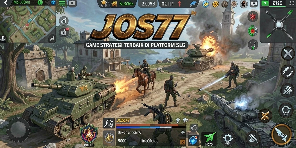 Tampilan gameplay menarik dari JOS77 yang menampilkan pertempuran strategi.