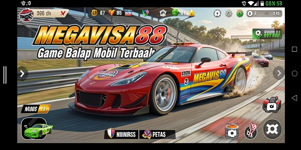 Tangkapan layar gameplay balap yang mendebarkan di MEGAVISA88.