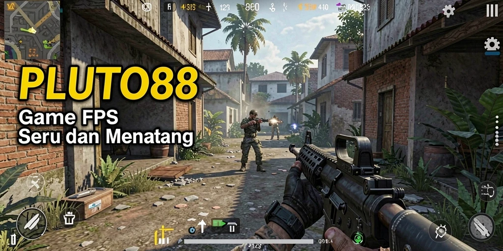 Screenshot gameplay seru di PLUTO88, menampilkan aksi tembak-menembak.