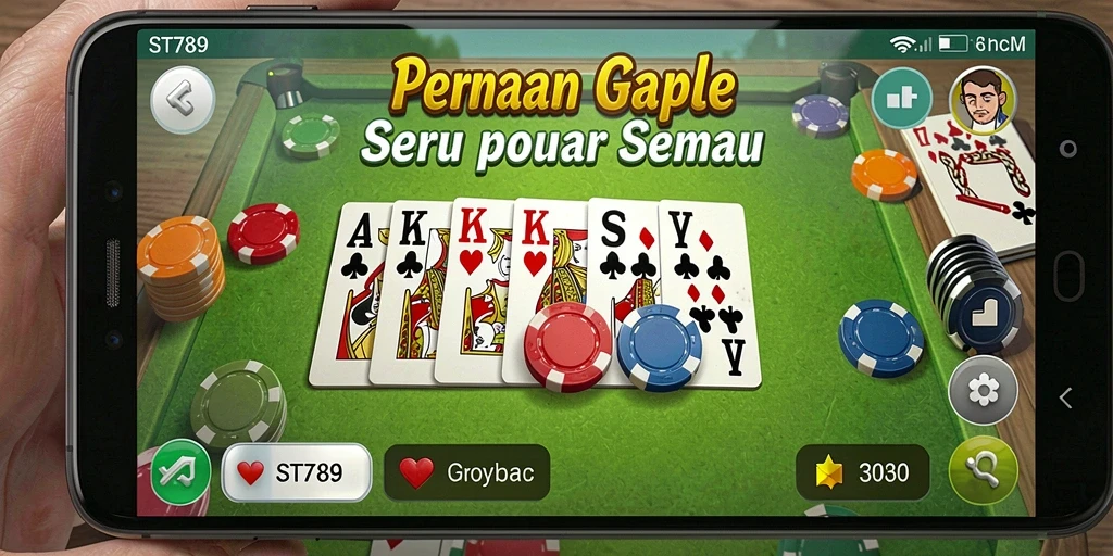 Tampilan gameplay seru ST789 dalam permainan Gaple yang menghibur.