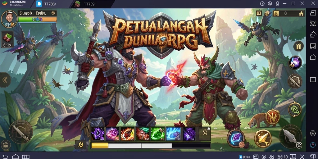 Screenshot utama TT789 menampilkan aksi pertarungan seru dan karakter yang beragam.