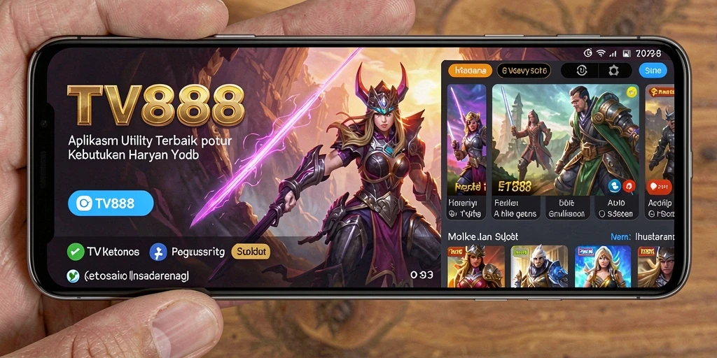Screenshot utama TV888 menunjukkan antarmuka yang intuitif dan fitur utama.