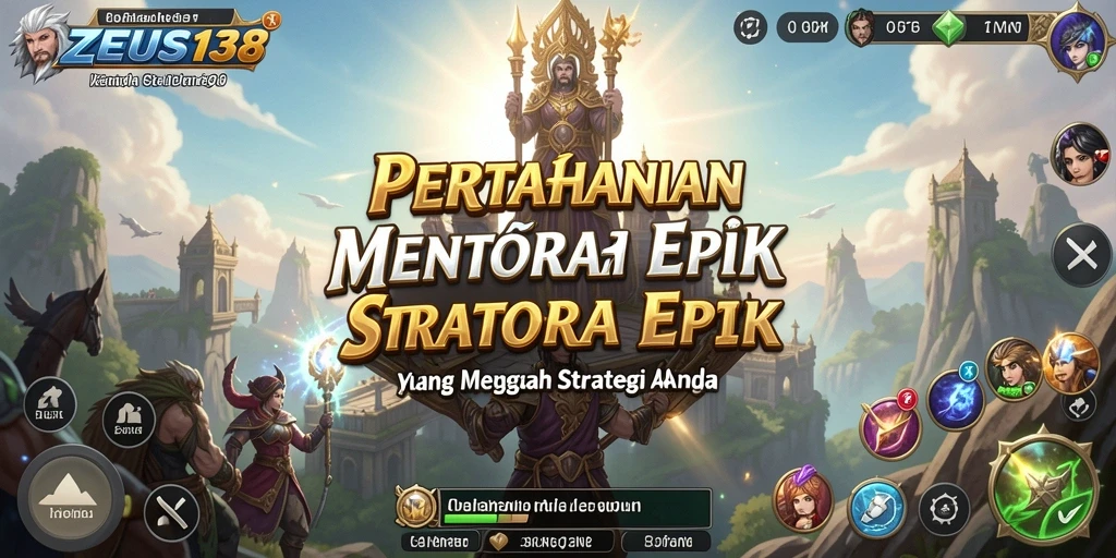 Screenshot gameplay menunjukkan menara bertahan melawan gelombang musuh.